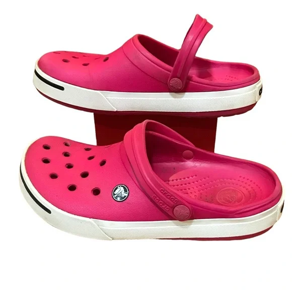 Pink Classic Crocs Clogs Mules Perforated Tops Adjustable Backs Slip On Shoes - Picture 8 of 12